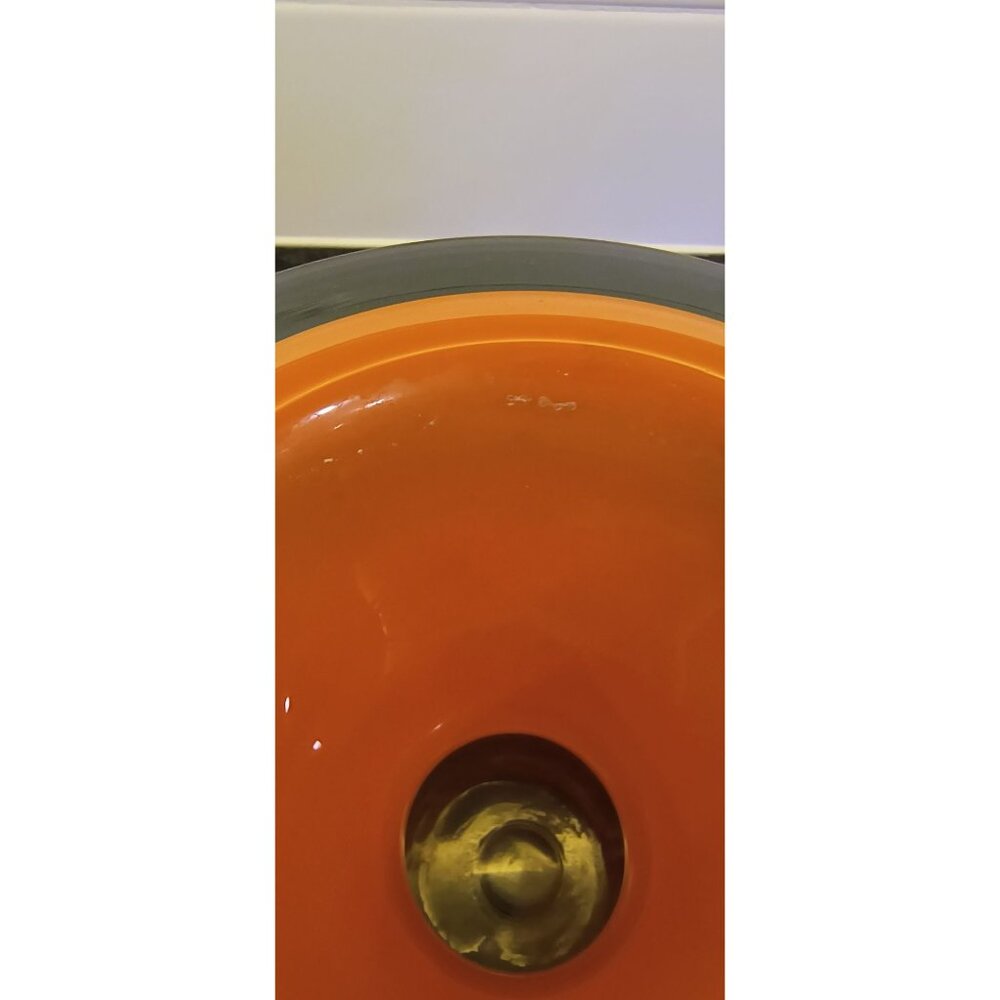 Vintage Orange and Black Reverse Painted Art Glass Vase Art Deco Decor - Picture 4 of 5